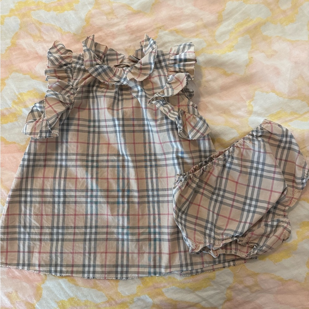 Burberry Checkered Baby Dress with Ruffles